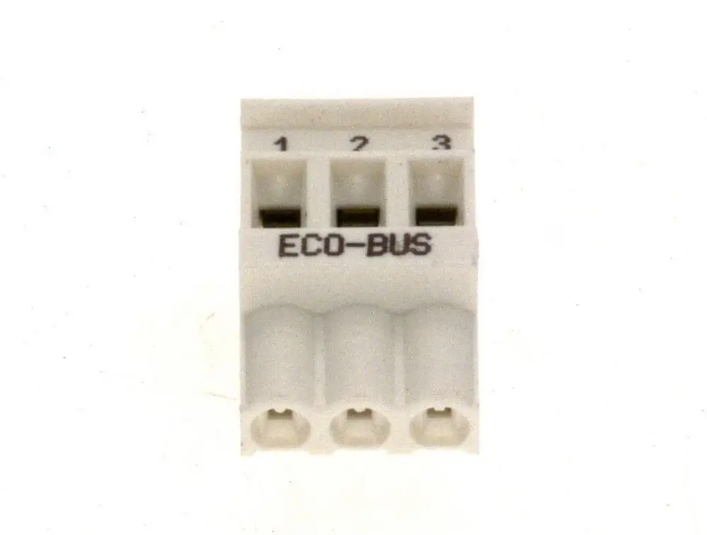 Weiße Bosch Anschlussklemme mit drei Einschnitten für den BUS-Anschluss, beschriftet mit den Zahlen 1, 2 und 3. Geeignet für die Verbindung elektrischer Komponenten.